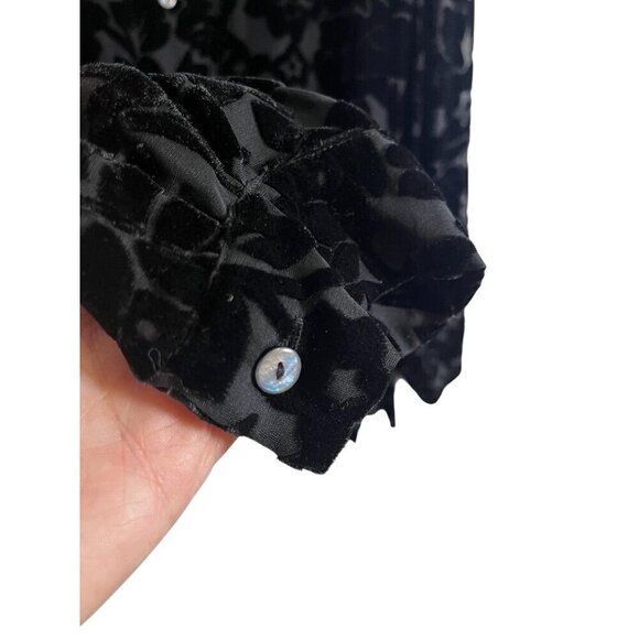 Suchada Burnout Floral Top M Black Preppy Western Boho Whimsigoth Classic 80s - Picture 3 of 11